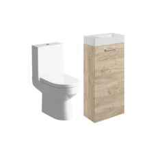  Pilton 410mm Floor Standing Vanity Unit and WC pack in Oak